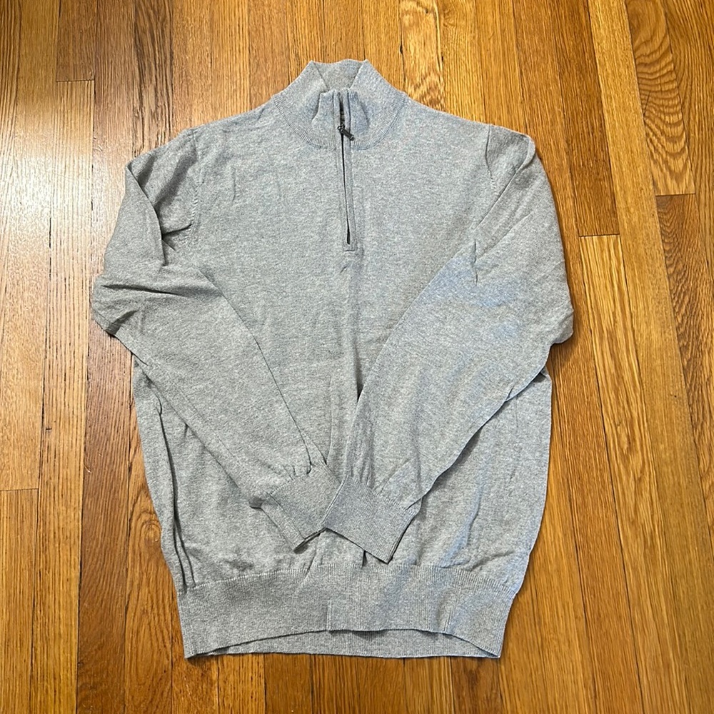 LL Bean Men’s Zip Top Sweater, small, grey
